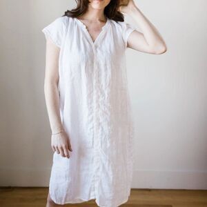 CP Shades Lucy White Linen Cap Sleeve Shirttail Hemline Tunic Dress Sz L